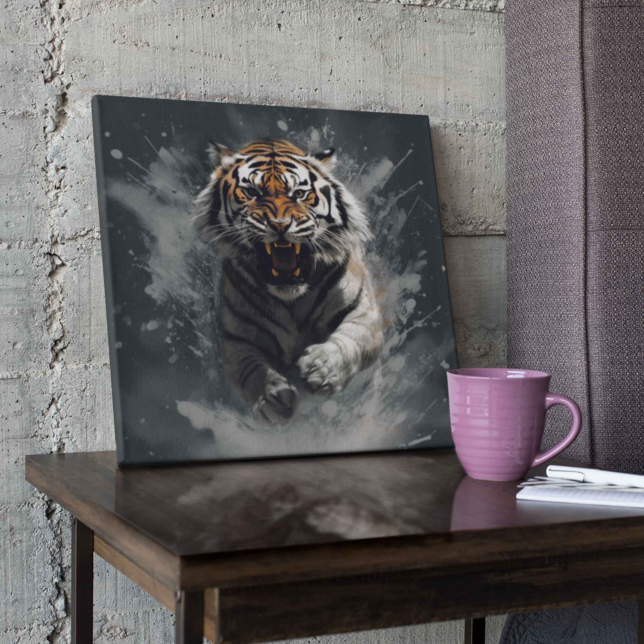 Tiger Leinwandbild Wildtier Gemälde Wandbild