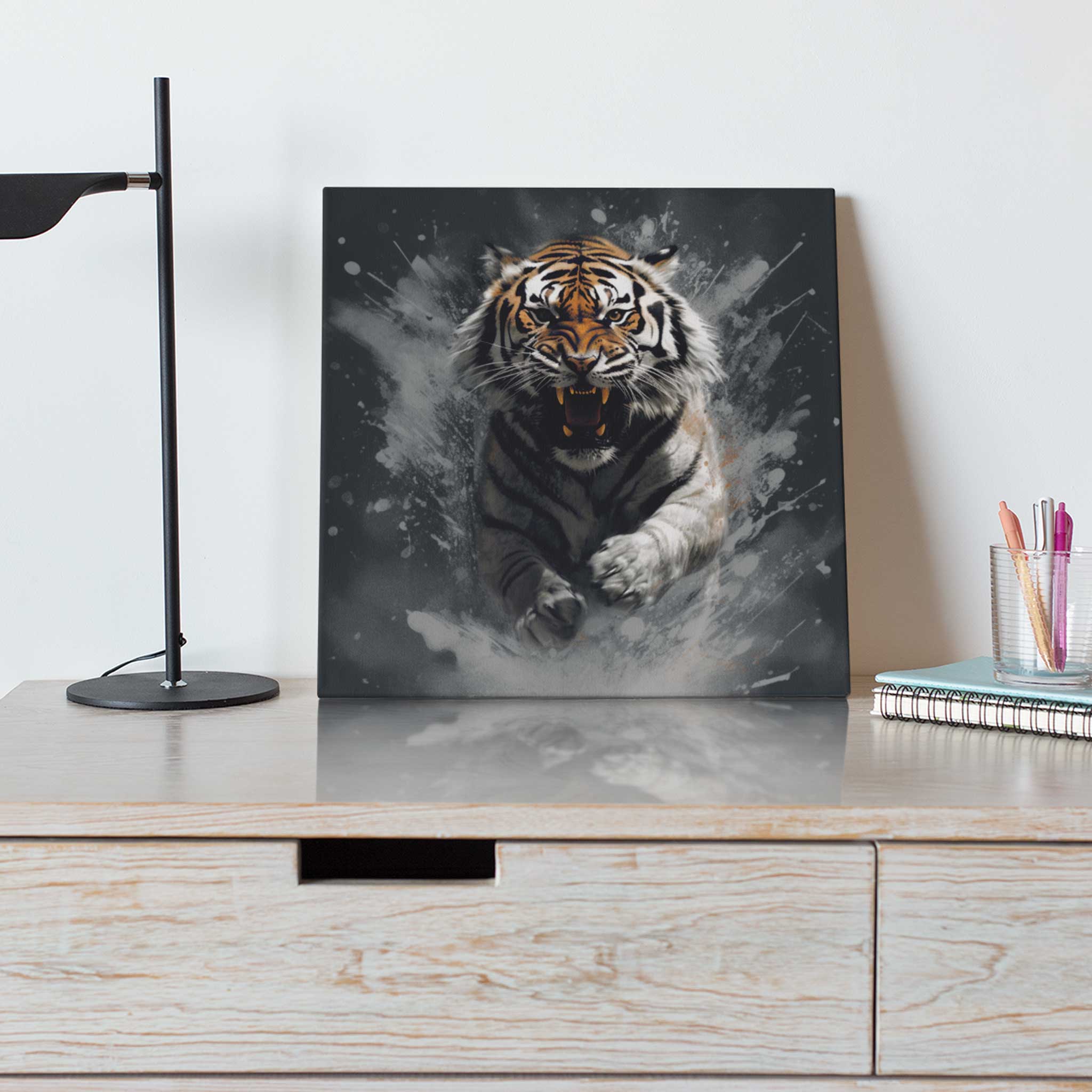 Tiger Leinwandbild Wildtier Gemälde Wandbild