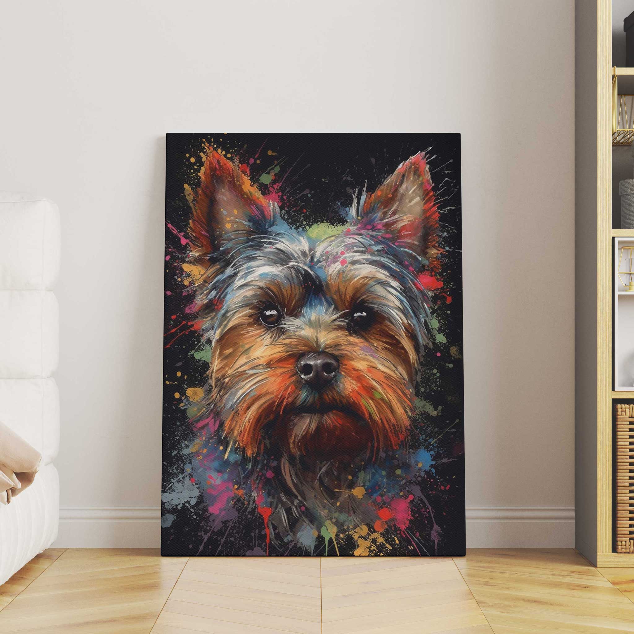 Yorkshire Terrier Leinwandbild Gemälde Tier Wandkunst