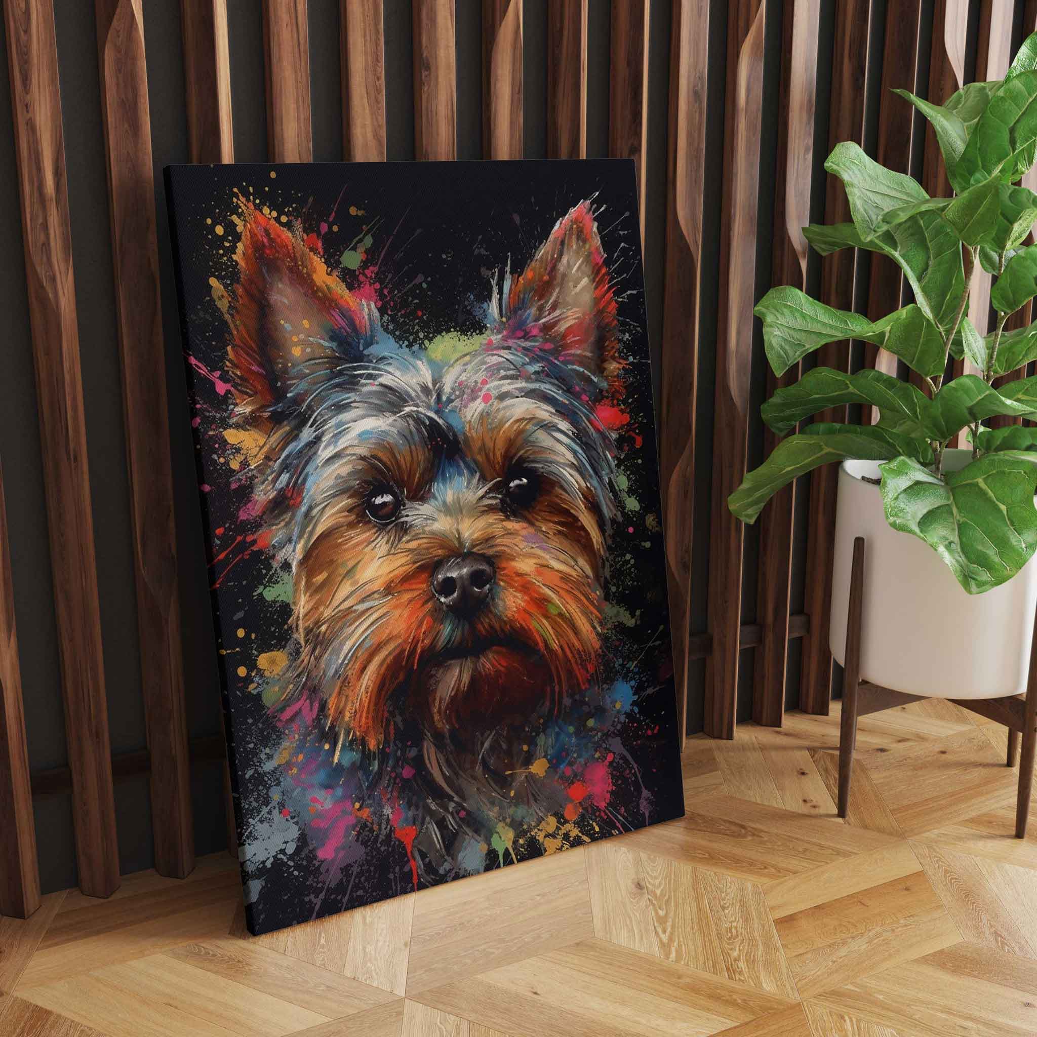 Yorkshire Terrier Leinwandbild Gemälde Tier Wandkunst