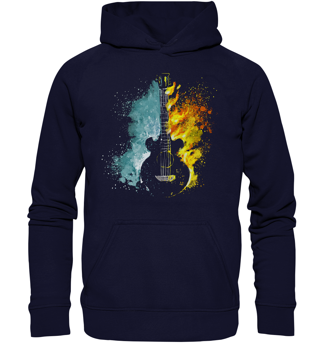 Fire & Water Gitarre Musik - Basic Unisex Hoodie