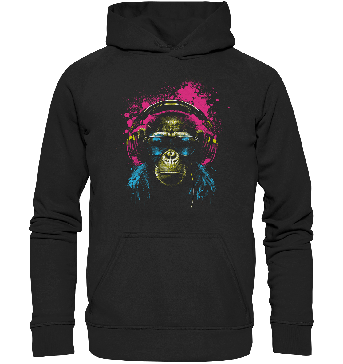 Monkey DJ mit Kopfhörer und Sonnenbrille Hoodie