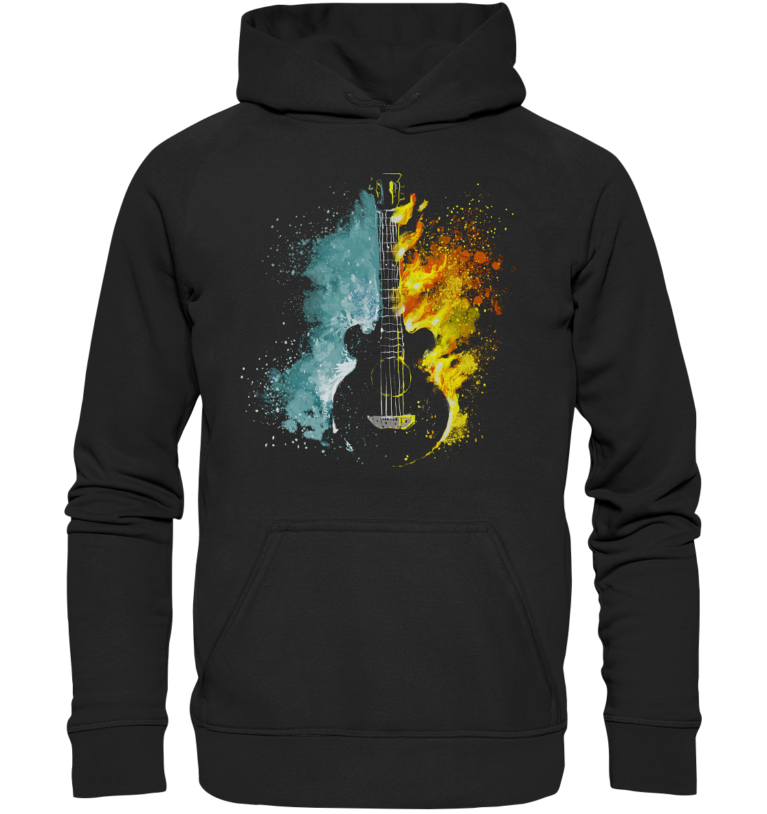 Fire & Water Gitarre Musik - Basic Unisex Hoodie