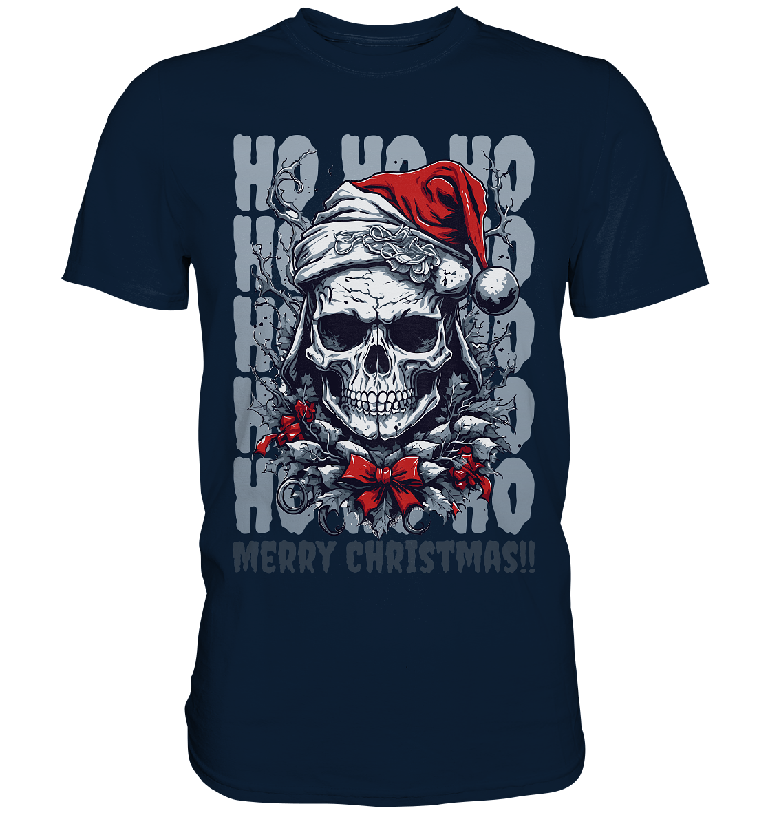 Ho Ho Ho Merry Christmas Weihnachten Santa Skull T-Shirt