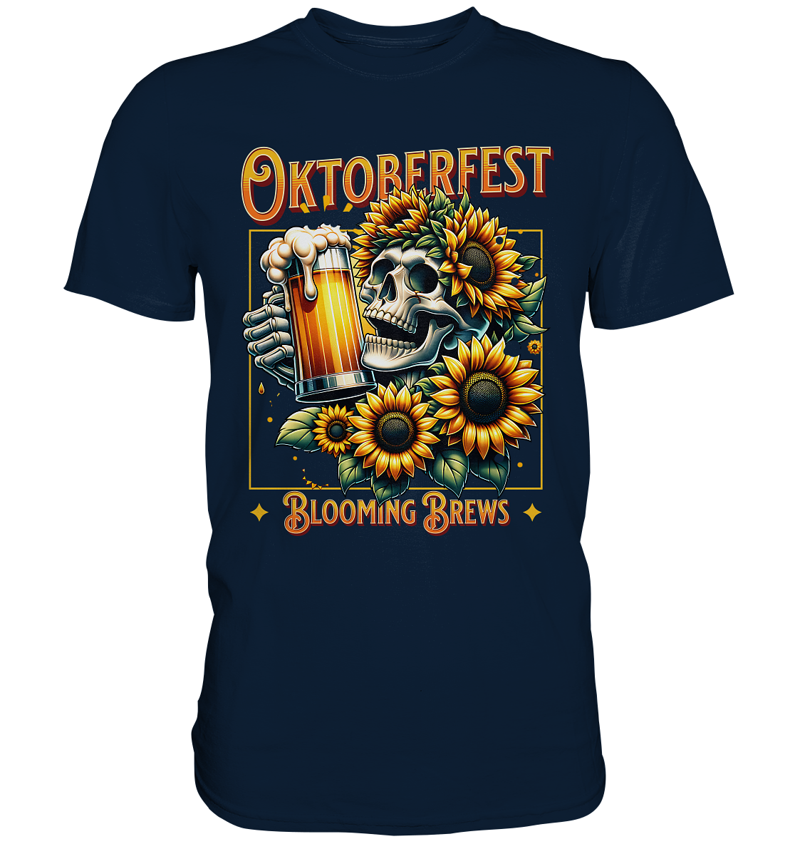 Oktoberfest München Blooming Brews Skull T-Shirt