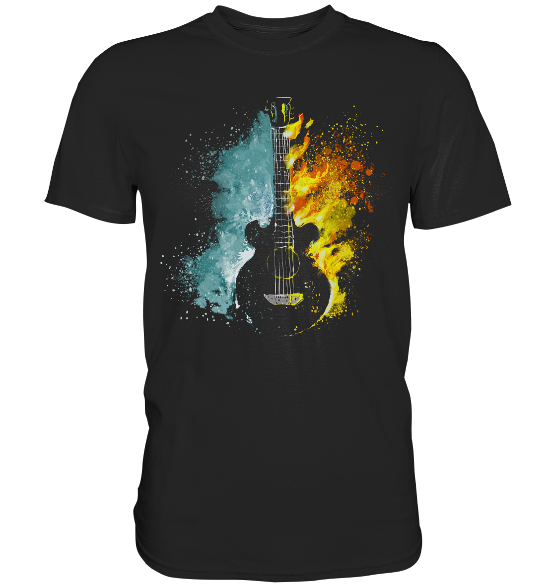 Fire & Water Gitarre Musik T-Shirt