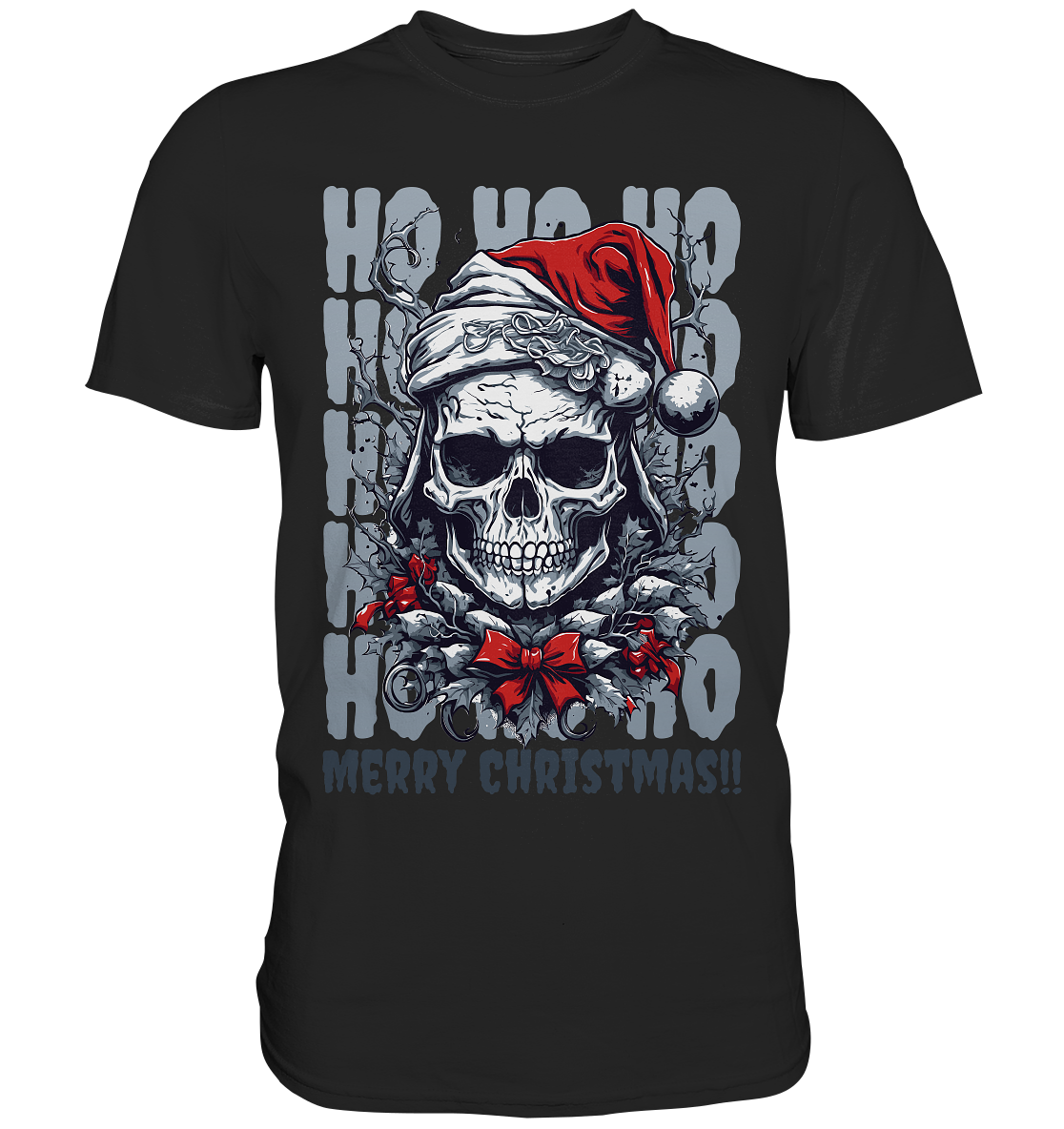 Ho Ho Ho Merry Christmas Weihnachten Santa Skull T-Shirt