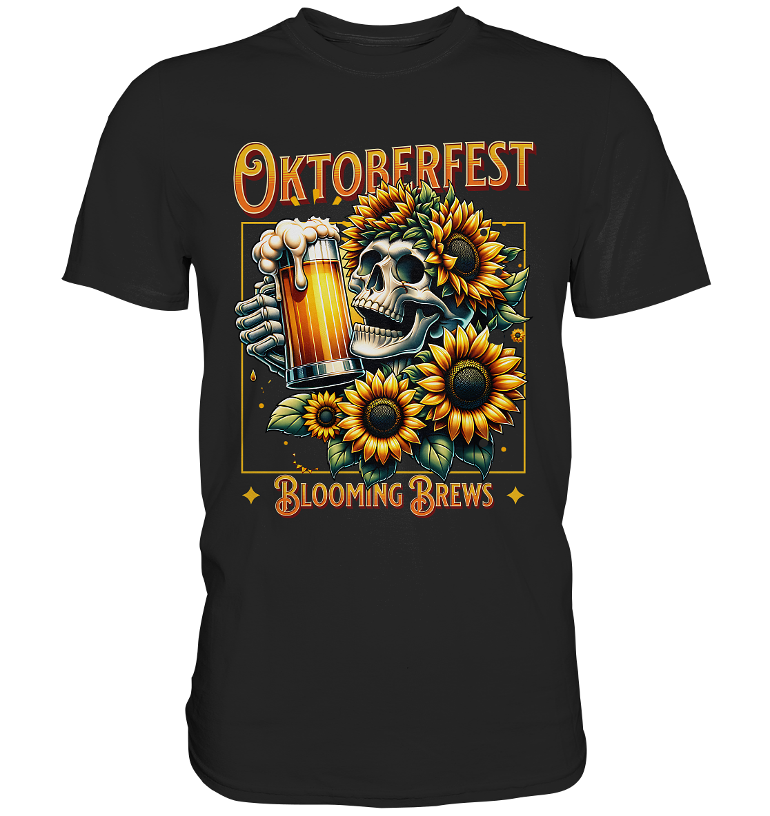 Oktoberfest München Blooming Brews Skull T-Shirt