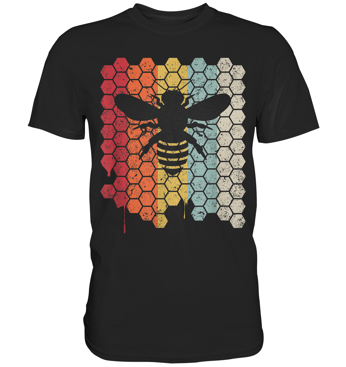 Biene Honigwabe Retro Style - Premium Shirt