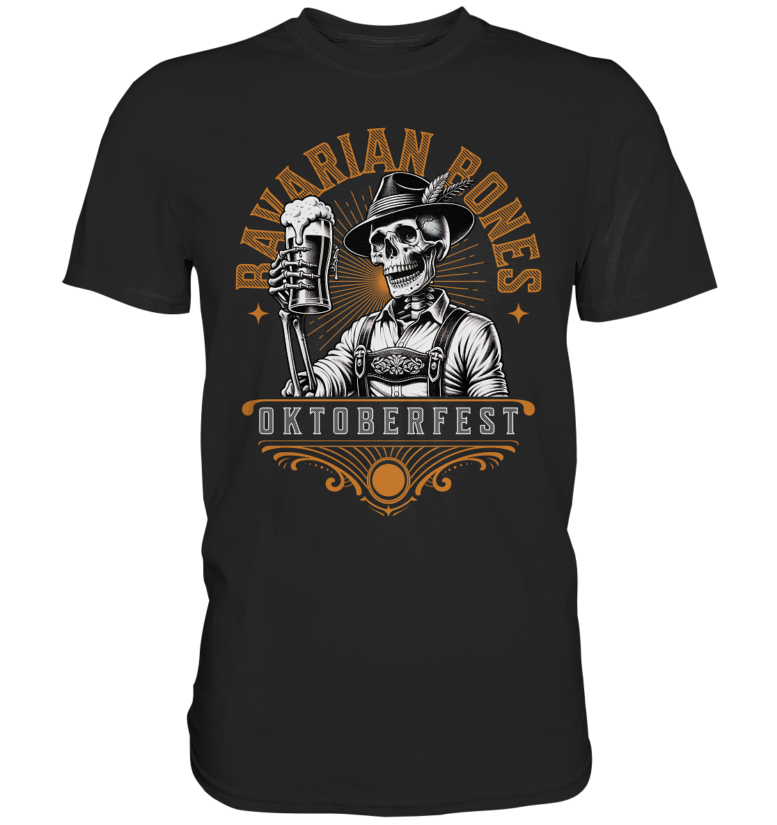 Münchner Oktoberfest Bavarian Bones Skull T-Shirt