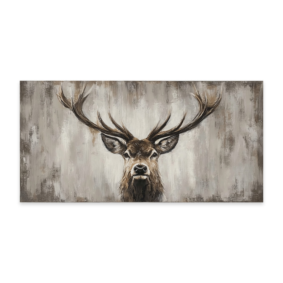 Hirsch Leinwandbild Beige Braun | Modernes Wildtier-Porträt