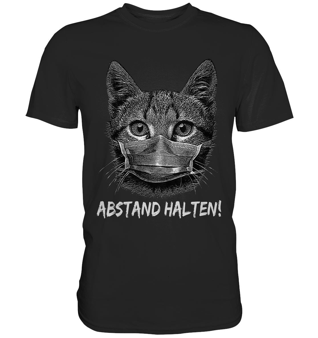 Abstand Halten - Katze mit Mundschutz - Premium Shirt - BINYA