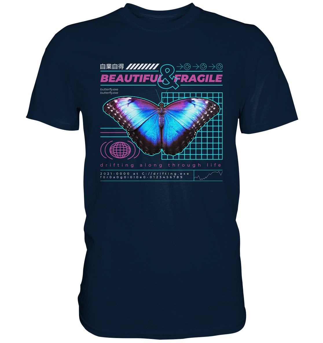 Blauer Schmetterling Vaporwave - Premium Shirt - BINYA