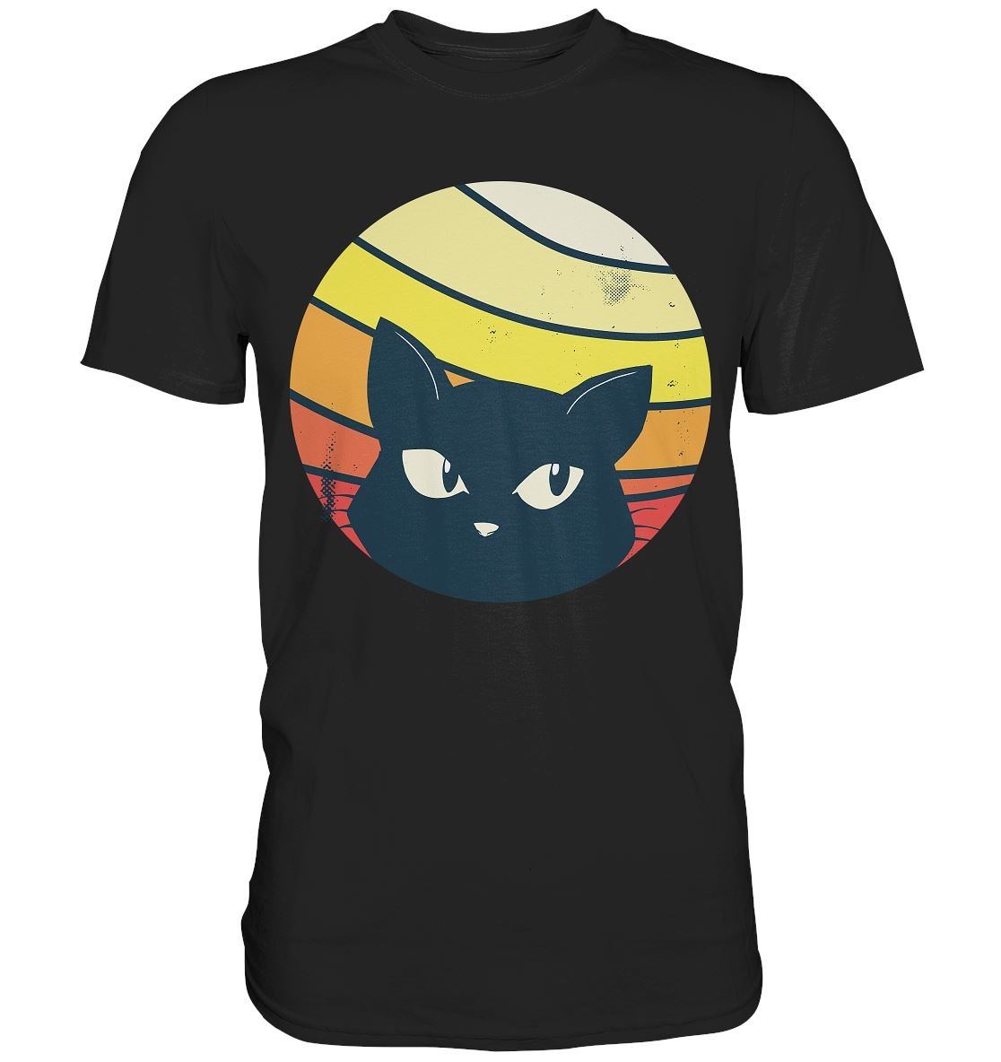 Retro Sunset Cat - Premium Shirt - BINYA