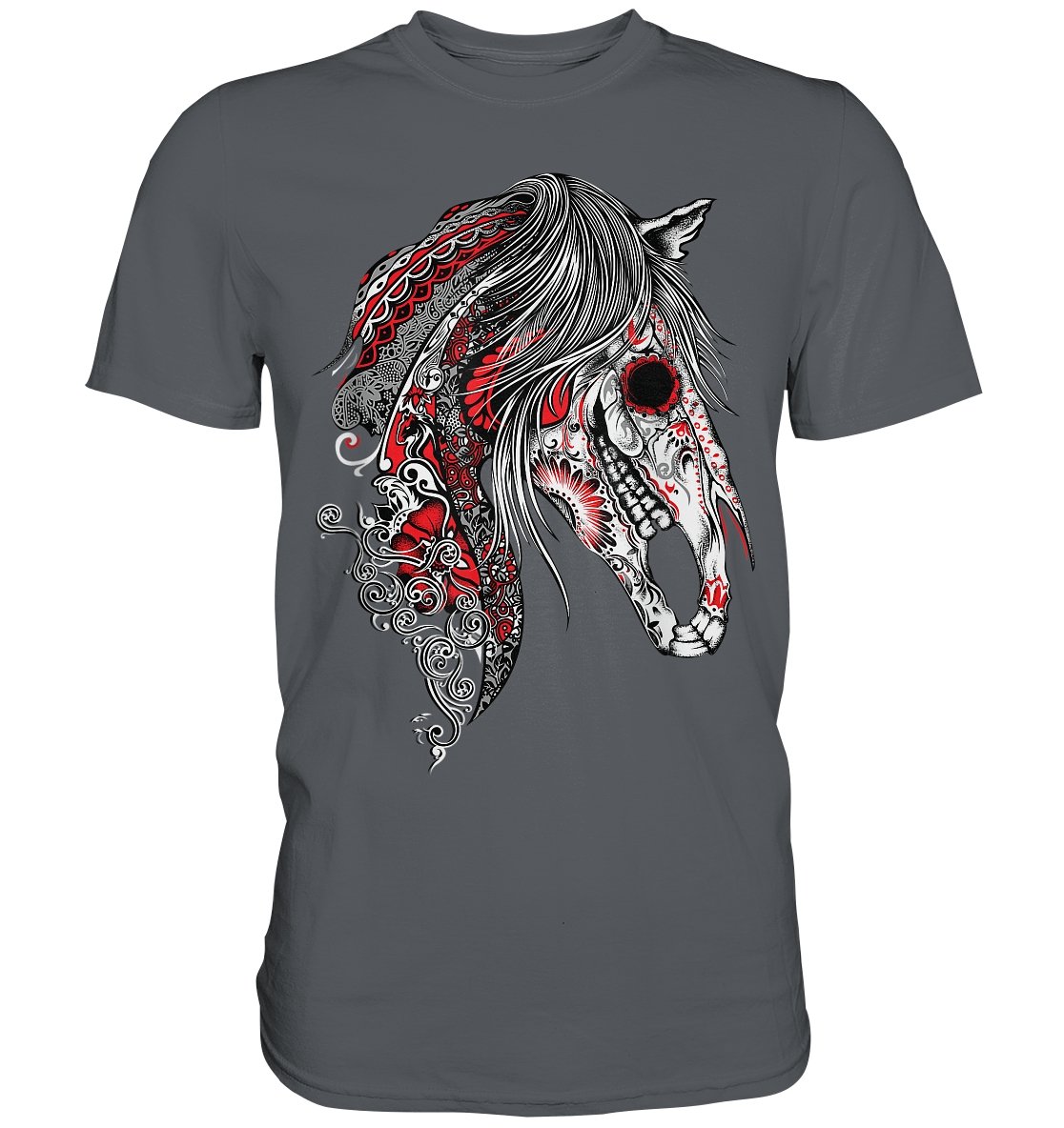 Zombie Pferd Schädel - Premium Shirt - BINYA