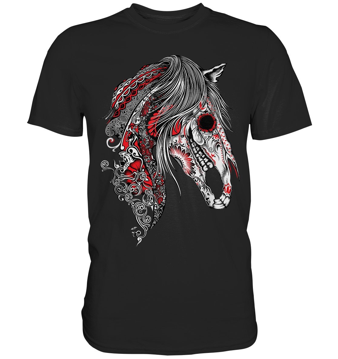 Zombie Pferd Schädel - Premium Shirt - BINYA